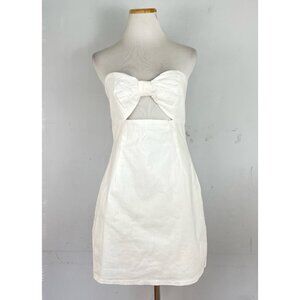 MABLE NWT White Cut Out Dress Strapless Summer Mini Size Large Cotton Linen